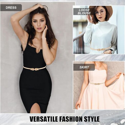 Gold Stretch Belts for Women, Elastic Gold Chain Belt for Dresses Skinny Thin Waistband Ladies Dress Waist Band in Saudi Arabia
