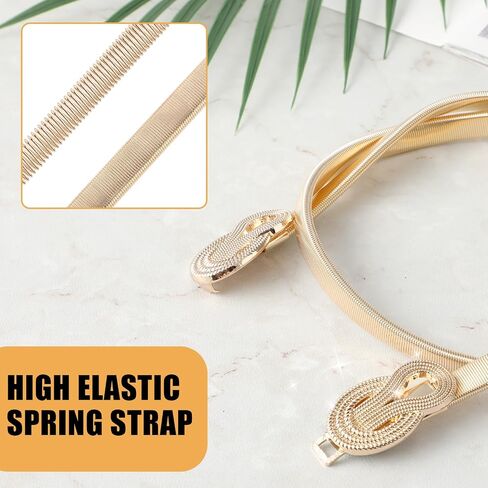 Gold Stretch Belts for Women, Elastic Gold Chain Belt for Dresses Skinny Thin Waistband Ladies Dress Waist Band in Saudi Arabia