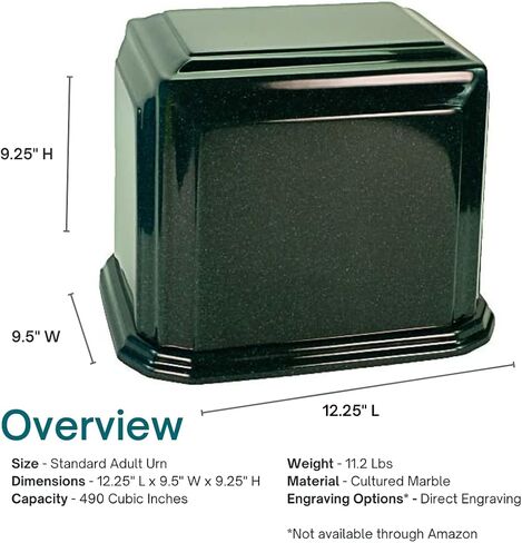 Arch Cultured Marble Urn for Two in Black, Extra Large, Companion, Capacity for up to 490lbs Ashes, Funeral Memorial in Saudi Arabia