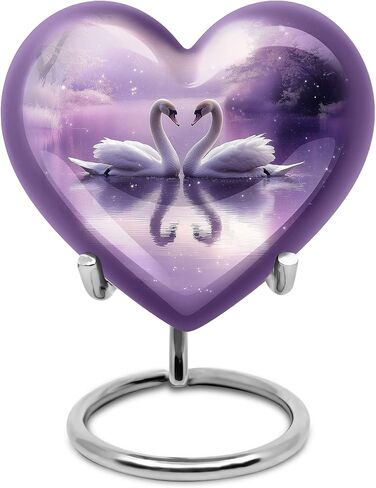 Swan Miniature Urn for Mom - Purple Urns for Cremation Ashes Mother - Heart Small Human Ash Holder - Tiny Burial Keepsake Urns for Human Ashes Husband - Dad Funeral Memorial Container 3 Inch in Saudi Arabia