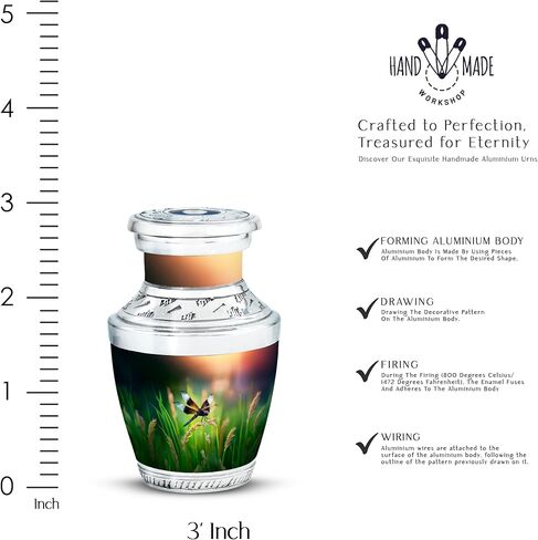 Dragonfly Memorial Ashes for Adult - Urn for Cremation Ashes - 10 Inch - Large with Velvet Bag - Funeral Decorative Urns - Cremation Urns for Burial - Burial Urn for Adult Human Mom & Dad in Kuwait