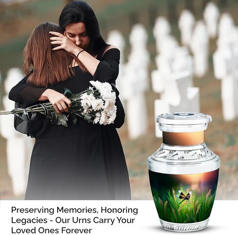 Dragonfly Memorial Ashes for Adult - Urn for Cremation Ashes - 10 Inch - Large with Velvet Bag - Funeral Decorative Urns - Cremation Urns for Burial - Burial Urn for Adult Human Mom & Dad in Kuwait