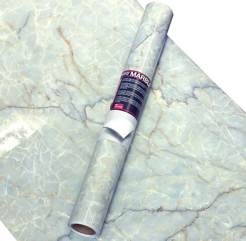 VVIVIDY GLOSS MARBLE MARBLE NARTORE FINYL FINEL ROLL 15.8 بوصة × 6.5 قدم (لمعان اللمعان الكوارتز) in Saudi Arabia