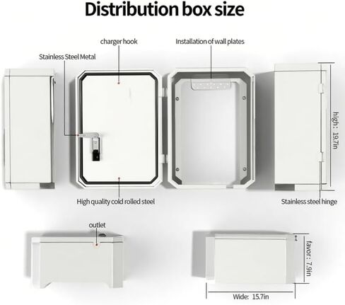 Wall-Mounted 1.2mm Cold Rolled Steel Electric Vehicle Charging Protection Box for Tesla, Waterproof Indoor/Outdoor Enclosure with Lock | Seamless One-Piece Design. in Kuwait
