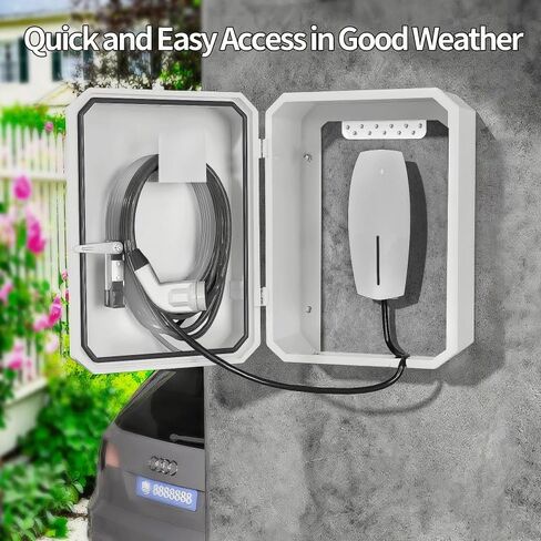 Wall-Mounted 1.2mm Cold Rolled Steel Electric Vehicle Charging Protection Box for Tesla, Waterproof Indoor/Outdoor Enclosure with Lock | Seamless One-Piece Design. in Kuwait