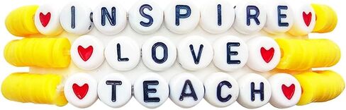 تقدير المعلم المصنوع يدويًا أساور قابلة للتكديس ملونة Solf Clay Love Love Teach Inspire Letter Beaded Heishi Surfer Bracelets Sweet Tearcher Higds for Women in Kuwait