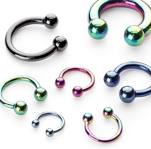 مجوهرات Covet Horseshoe/Circular Farbells Titanium IP أكثر من 316L من الفولاذ المقاوم للصدأ الجراحي in Saudi Arabia