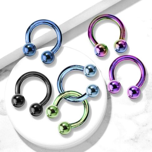 مجوهرات Covet Horseshoe/Circular Farbells Titanium IP أكثر من 316L من الفولاذ المقاوم للصدأ الجراحي in Kuwait