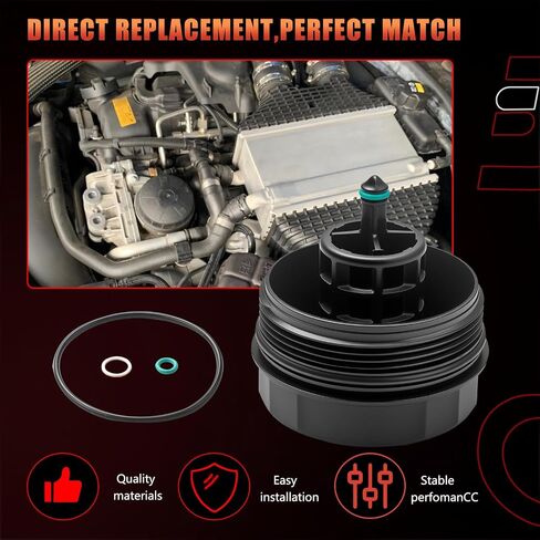 غطاء غطاء مبيت فلتر زيت المحرك متوافق مع سيارة BMW E60 E70 E90 E93 F10 F30 128i 135i 528i 528i 328i 335i 530i 740i X3 X5 X6 Z4 استبدال # 11427525334 11427566327 917-056 HU816x in Saudi Arabia