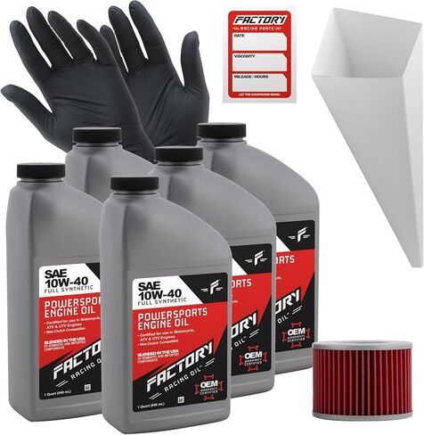 Full Synthetic Oil Change Kit compatible with Kawasaki ZG1200 – Includes 5 Quarts of SAE 10W-40 Oil, 1 Filter, 1 Funnel, 1 Oil Change Reminder Sticker in Saudi Arabia