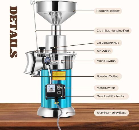 Moongiantgo Hammer Mill Grinder Grinder Grinder Grinder 1200W Feeding مستمر ، 6.6-33 رطلاً/ساعة ، مع 6 شبكات من غربال ، مرسوم للوقود الجاف لمخلفات الذرة ، 110 فولت (DF-15) in Kuwait