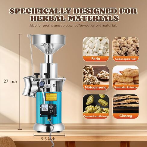 Moongiantgo Hammer Mill Grinder Grinder Grinder Grinder 1200W Feeding مستمر ، 6.6-33 رطلاً/ساعة ، مع 6 شبكات من غربال ، مرسوم للوقود الجاف لمخلفات الذرة ، 110 فولت (DF-15) in Kuwait