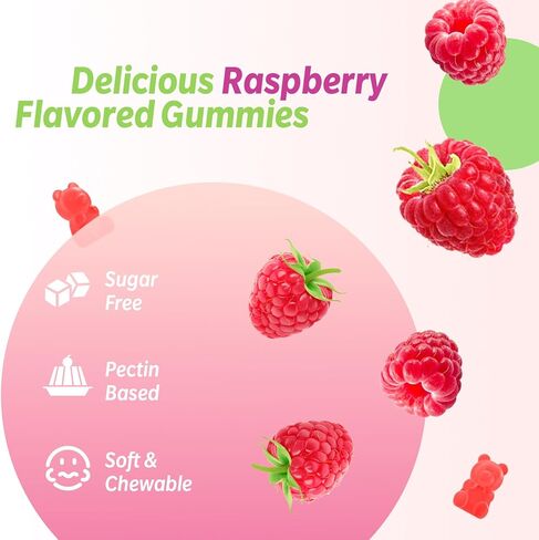 2 Pack Magnesium Glycinate Gummies, High Absorption Magnesium Glycinate Supplements for Relaxation, Sugar Free Chews for Adults & Kids, Relax Mood, Raspberry Flavor, 120 Count in Kuwait