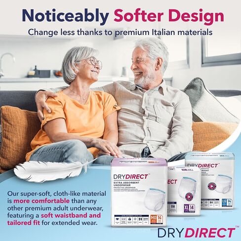 Dry Direct Extra Protective Underwear, Soft Cloth-Like Adult Diapers, All Day Disposable Incontinence Protection - Large (Case of 56) in Saudi Arabia
