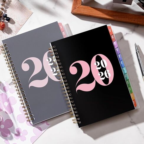 مخطط 2025 - مخطط 2025، يناير 2025 - ديسمبر 2025، 8.4 بوصة × 6.3 بوصة، مخطط 2025 أسبوعيًا وشهريًا مع علامات تبويب وورق سميك وغطاء من البولي بروبيلين المقاوم للماء - أسود ورمادي in Kuwait