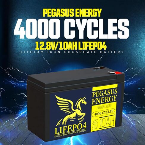 12.8V 10Ah Lithium Iron Phosphate LiFePO4 Deep Cycle Rechargable Battery with Built-in BMS, 4000+ Cycles, Lightweight & Long Lasting for RV, Solar, Marine and Off-Grid Applications in Saudi Arabia