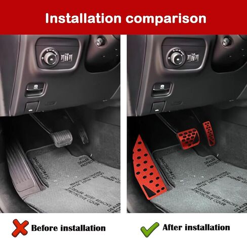 XITER 3PCS Anti-Slip No Drilling Aluminum Rest Brake Gas Accelerator Pedal Covers Foot Pedal Pads Kit For Jeep Grand Cherokee 2022-2024/Grand Cherokee L 2021-2024,(RED) in Saudi Arabia