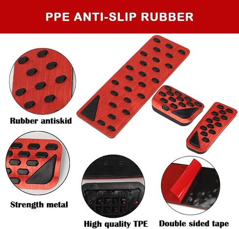 XITER 3PCS Anti-Slip No Drilling Aluminum Rest Brake Gas Accelerator Pedal Covers Foot Pedal Pads Kit For Jeep Grand Cherokee 2022-2024/Grand Cherokee L 2021-2024,(RED) in Saudi Arabia