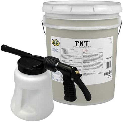 Zep TNT Brushless Truck and Trailer Wash Concentrate 5 Gal (Each) Model 481 Foamer 96 oz. - 37635 - Removes Exhaust Deposits, Road Film and Bug Residues in Saudi Arabia