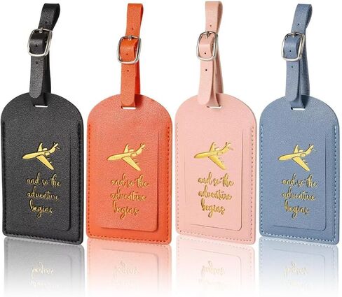4pcs Pu Leather Luggage Tags ، علامة الأمتعة مع حزام قابلة للتعديل وغطاء حماية الخصوصية اسم الأمتعة اسم العلامات على حقائب الملصقات للنساء للرجال حقيبة حقائب الأمتعة (4 ألوان) in Saudi Arabia
