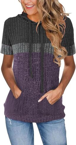 Womens Summer Tops Short Sleeve Hoodies for Women Spring Sweatshirts Casual T Shirts Fashion Tunics in Kuwait