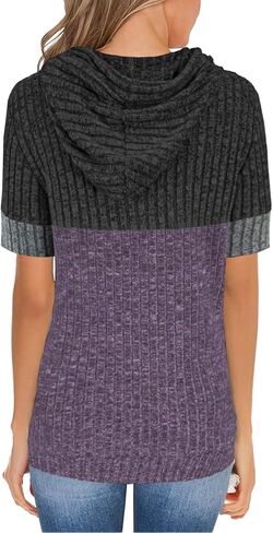 Womens Summer Tops Short Sleeve Hoodies for Women Spring Sweatshirts Casual T Shirts Fashion Tunics in Kuwait