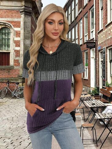 Womens Summer Tops Short Sleeve Hoodies for Women Spring Sweatshirts Casual T Shirts Fashion Tunics in Kuwait