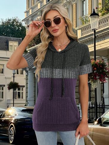 Womens Summer Tops Short Sleeve Hoodies for Women Spring Sweatshirts Casual T Shirts Fashion Tunics in Kuwait