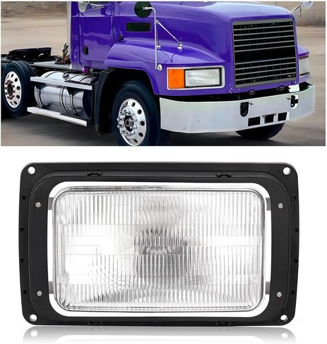 المصابيح الأمامية Hecasa LED LED متوافقة مع 1990-2017 Mack CH613 SFA Hood Truck Set Set Set Set Set Set Set Set & Passenger W/Plubs Clear & Amber Lens Present in Saudi Arabia
