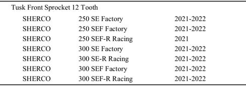 مسننة توسك الأمامية متوافقة مع Sherco 300 SE/SEF/SEF-R Factory 2021-2022/250 SE/SEF/SEF-R 2021-2022 (الأمامي ، 13 سنًا) in Saudi Arabia