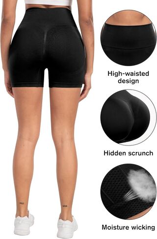 NORMOV Workout Butt Lifting Shorts Women,Seamless High Waist Scrunch Booty Gym Shorts in Kuwait