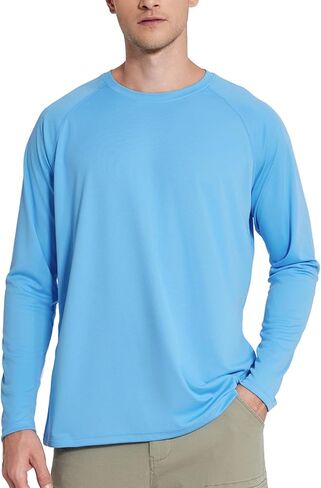 قمصان حماية أشعة الشمس للرجال تسبح قمصان UPF 50+ UV Long Sleeve Rash Guard الصيد الجاري الجاف سريعًا in Saudi Arabia