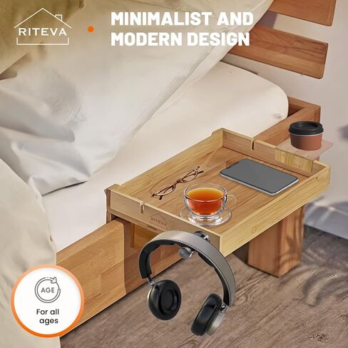 Bamboo Bedside Shelf, College Dorm Room Essentials, Bunk Bed Nighstand, Bamboo Furniture, Floating Nighstand, Wood Furniture, Minimalist Room Decor, Headphones Hook, Sturdy Floating Nighstand. in Saudi Arabia