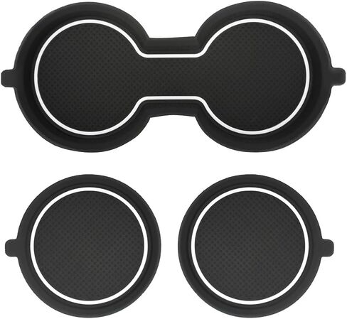 Auovo 3D Cup Holder Inserts Fit for Tesla Model 3 Accessories 2017-2023 / Model Y 2020-2025 Cup Holder Insert Liner Coasters Mat Pad Car Silicone Interior Trim (Black, 3 pcs) in Saudi Arabia