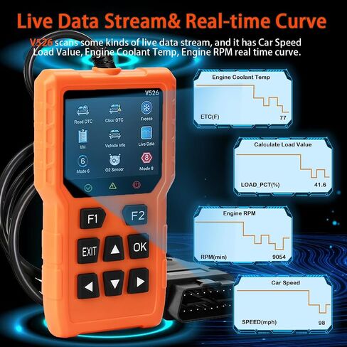 V526 OBD2 Scanner Diagnostic Tool, Check Erase Engine Light Fault Code Scanner Tool, DTC, Data Stream, I/M Readiness, Car & Truck Scan Tool for All Vehicles Since 1996 in Kuwait