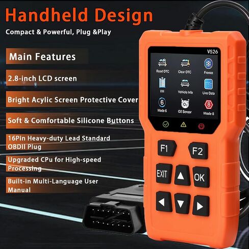 V526 OBD2 Scanner Diagnostic Tool, Check Erase Engine Light Fault Code Scanner Tool, DTC, Data Stream, I/M Readiness, Car & Truck Scan Tool for All Vehicles Since 1996 in Kuwait