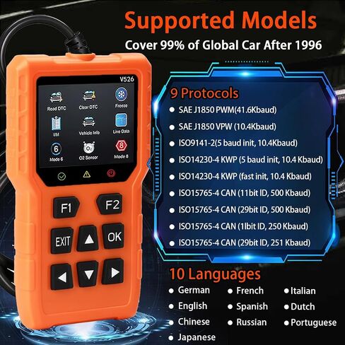 V526 OBD2 Scanner Diagnostic Tool, Check Erase Engine Light Fault Code Scanner Tool, DTC, Data Stream, I/M Readiness, Car & Truck Scan Tool for All Vehicles Since 1996 in Kuwait