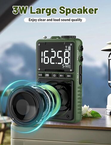 Portable AM FM Shortwave Radio with Bluetooth 5.4,NOAA Weather Alert Radio,1250mAh Rechargeable Portable Pocket Radio with Best Reception,5W Big Speaker, Digital Tuner and Earphone,SD Card Playing in Kuwait