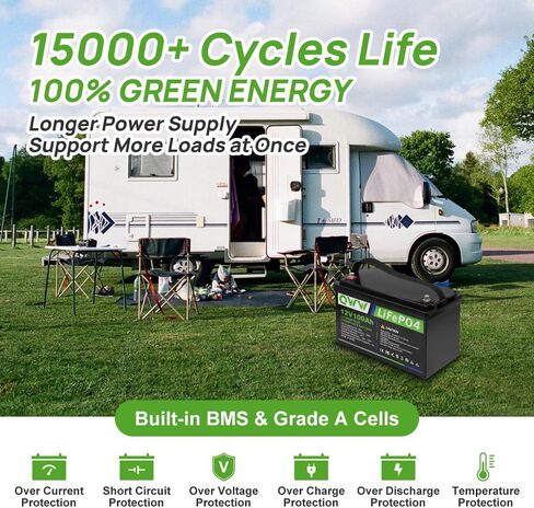QWW 12V 100Ah LiFePO4 Lithium Battery,15000+ Deep Cycles, Built-in 100A BMS, Low Temperature Protection - Appliances for RV, Camping, and Home Energy Storage,Compatible with Group 24 in Saudi Arabia