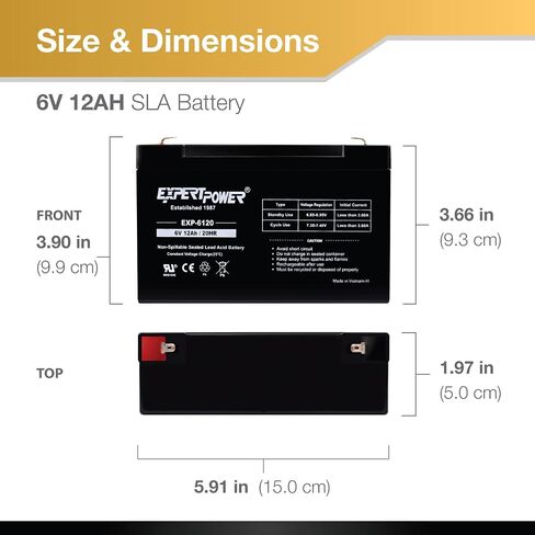 SEAPTERPOWER 6V 12AH SLA محكمة الغلق بطارية حمض F1 محطة/استبدال PORTALAC GS PE6V13 (10 حزمة) in Saudi Arabia