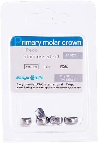 5PCS Stainless Steel Dental Teeth Crown Mandibular Teeth D Premolar Crown for Teenage to Guard First Teeth (DLL5) in Kuwait