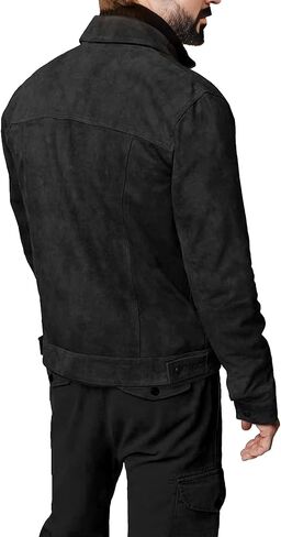 سترة من جلد الغزال للرجال - سترة قاذفة جلدية من جلد الغزال الممتاز | معطف سائق الشاحنة للرجال in Kuwait