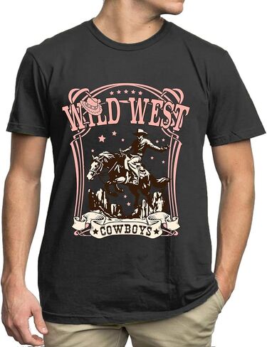 Western Shirts for Men Cowboys Letter Print T Shirt Vintage Rodeo Graphic Tee Summer Short Sleeve Tee Top in Saudi Arabia