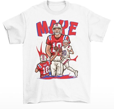 Drake Maye Cartoon Style New England Football T-Shirt in Kuwait