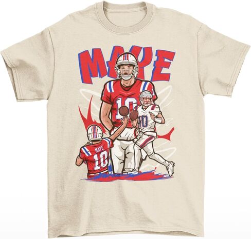 Drake Maye Cartoon Style New England Football T-Shirt in Kuwait