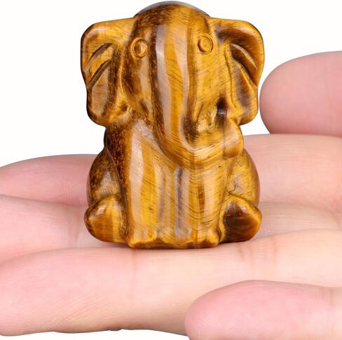 PESOENTH Tigers Eye Elephant Figurine Ornament Gifts for Women,Tiger Eye Crystal Healing Stone Elephant Statue Home Desk Decor,1.5" in Saudi Arabia