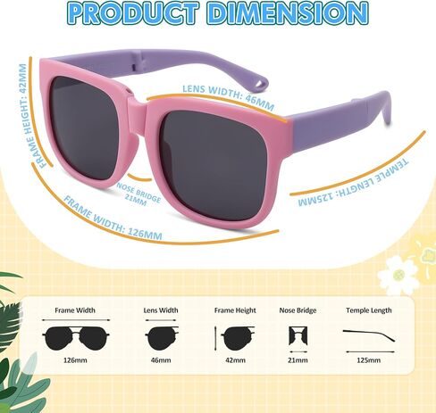 Pro Acme Foldable Kids Sunglasses Girls Boys Polarized Toddler Outdoor UV Protection Flexible Shades Age 3-12 in Saudi Arabia