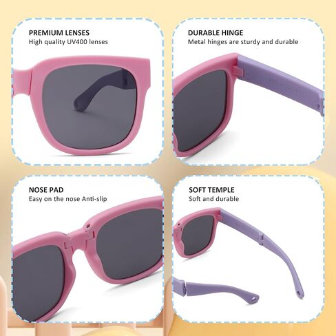 Pro Acme Foldable Kids Sunglasses Girls Boys Polarized Toddler Outdoor UV Protection Flexible Shades Age 3-12 in Saudi Arabia