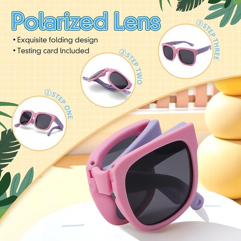 Pro Acme Foldable Kids Sunglasses Girls Boys Polarized Toddler Outdoor UV Protection Flexible Shades Age 3-12 in Saudi Arabia
