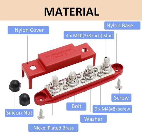 2 PCS Marine Bus Bar 12V 150A Power Distribution Block, M6 Stud, 12 Volt Automotive Marine Battery Busbar Terminal Block with Cover in Kuwait
